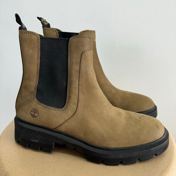 Timberland Women’s Cortina Valley Chelsea Boots In Olive Nubuck Leather - Picture 4 of 13